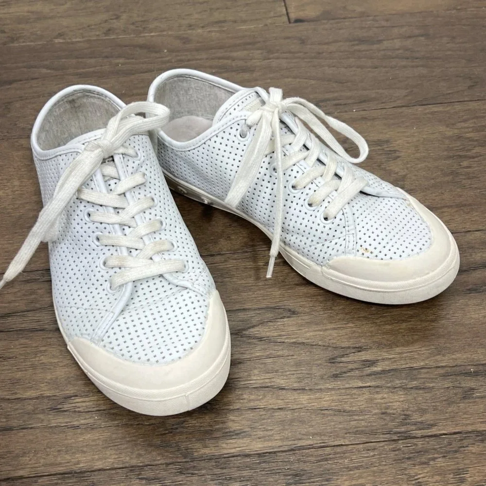 RAG & BONE Standard Issue Lace Up Perforated Leather Sneaker White Sz 39.5 EUC